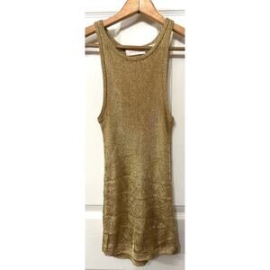 Sass & Bide Metallic Gold Knit Tank Top XXS Australia Shimmer Sleeveless Stretch